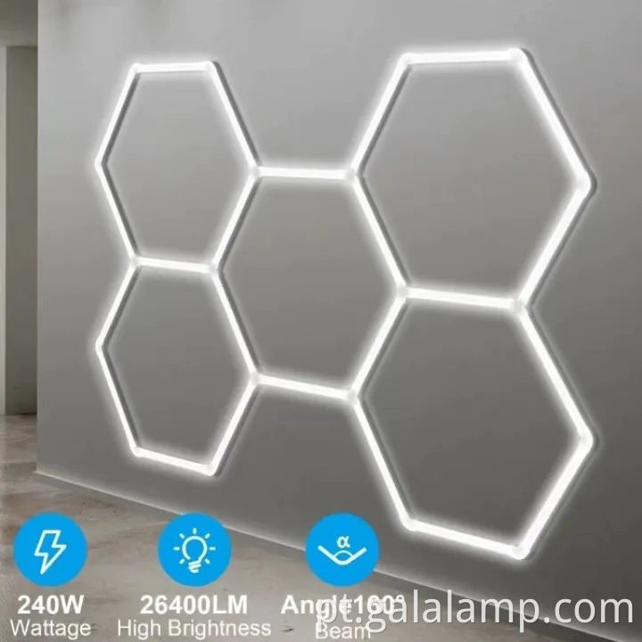 Sistema de grade de iluminação de garagem LED hexagonal para iluminação superior